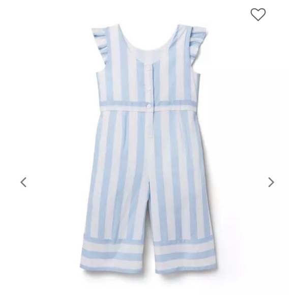 Girls Janie and Jack size 10 striped ruffled jumpsuit - Picture 3 of 5